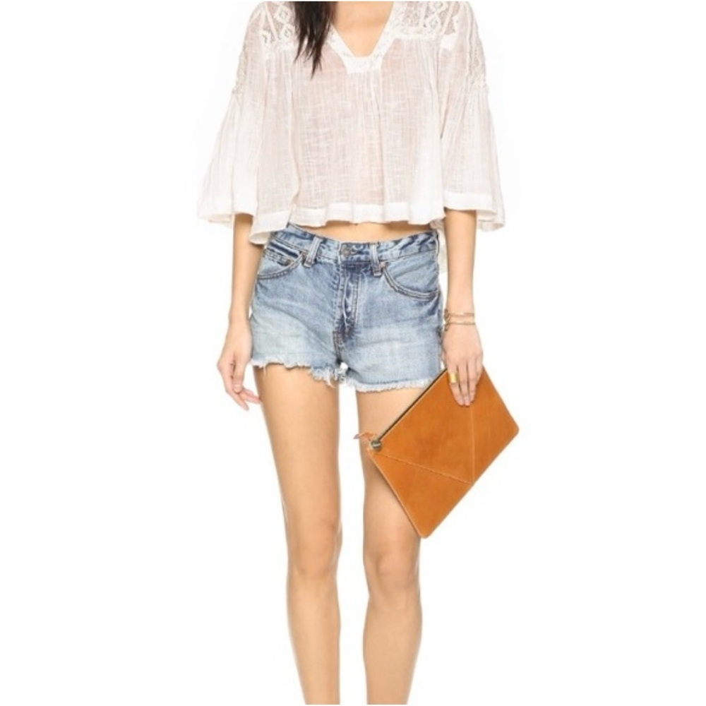 Free People Uptown Distressed Denim Shorts